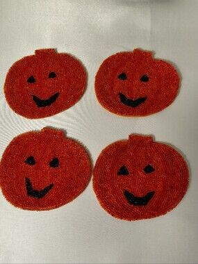 Beaded Pumpkin Patch Coasters - Set of 4